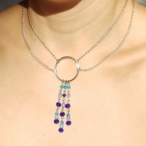 🦋 Handmade Sparkling Blue Double Chain Choker 16"